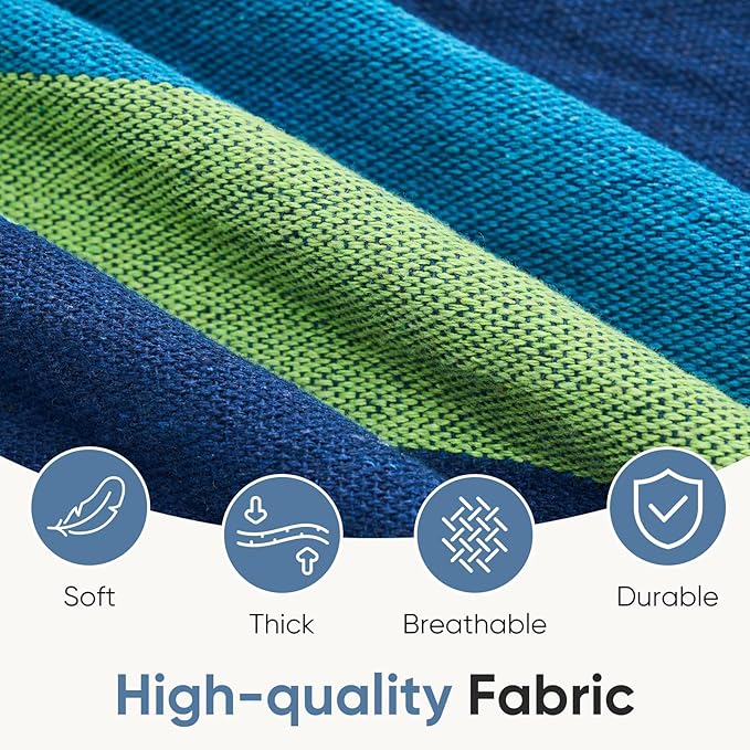 DUMOS Double Hammock with Space Saving Stand Heavy Duty Steel Frame Portable for Outside &amp Indoor Use 450lbs Capacity Easy Assembly Carrying Bag Included Blue