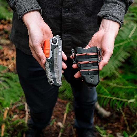 GEAR AID Skara Dual Position Folding Camp Saw and Protector Sheath Ideal for Cutting 2.5” Diameter Wood for Camping Hiking Trail Maintenance Hunting and General Pruning