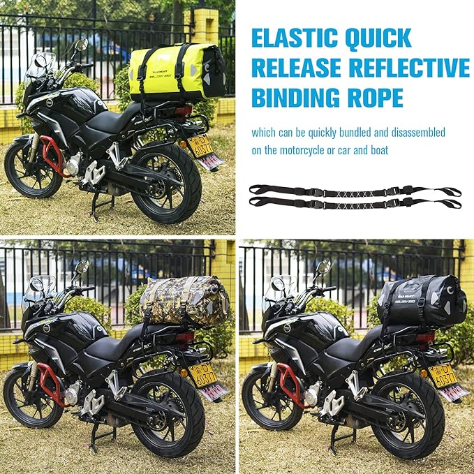 WILD HEART Waterproof Motorcycle Duffel Bag PVC500D Double-bottom With Rope Straps and Inner Pocket 40L 66L 100L for Kayaking Camping BoatingMotorcycle