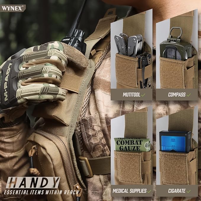 WYNEX Molle Accessories Pouch of Double Zipper Pocket Version Backpack Strap Pouch Shoulder Strap Molle Attachment Tactical Accessories Bag Shoulder Starps Zipper Pocket Additional Phone Holder