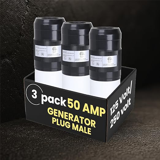 50A Twist Lock RV Plug - 50 Amp RV Extension Generator Cord RV Power Cord 50 Amp125/250V CS6365 Twist Lock Adapter High Voltage Generator - 12500 Watts 3 Pole 4 Wire | 3 Pack