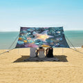 ALAZA Rainbow Starfish Flowers Beach Tent Sun Shelter UPF50+ Protection Beach Shade Canopy w/ 4 Sandbags for Outdoor Camping Fishing Backyard Fun Picnic 10x9 ft