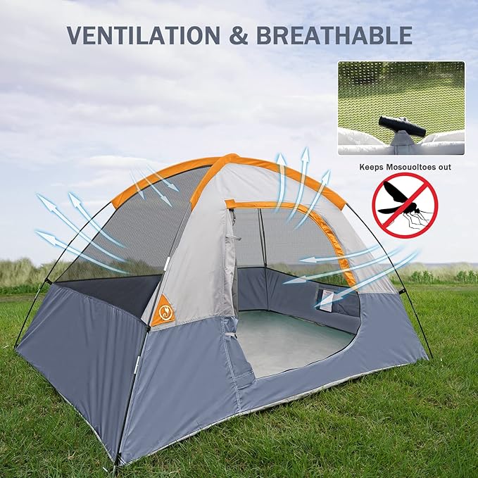 Camping Tent 2-4 Person Waterproof Windproof Tent with Rainfly Easy Set up-Portable Dome Tents for Camping…