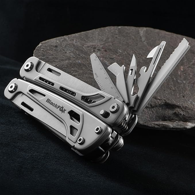 BlackFox BF-206 Fortitude Multi Tool 17-in-1 Stainless Steel EDC Pocket Knife with Nylon Sheath Compact Outdoor Gear for Camping Hiking Survival Everyday Carry