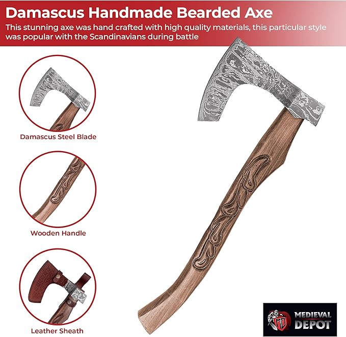 MedievalDepot Hand-Forged Viking Norse and Survival Axes (Hunt for Life Medium)