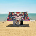 ALAZA Sugar Skull The Day of Dead Floral Beach Tent Sun Shelter Portable Canopy Sunshade for Outdoor Camping Picnics Backyard Fun 10x9 ft