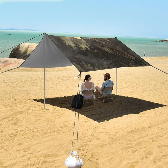 ALAZA Eagles Crescent Moon Forest Beach Tent Sun Shelter Portable Canopy Sunshade for Outdoor Camping Picnics Backyard Fun 10x9 ft