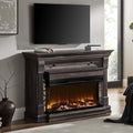 OKD 52 Inch Electric Fireplace with Mantel Fireplace TV Stand with 36 3-Sided Glass Electric Fireplace Heater for Living Room Dark Rustic Oak