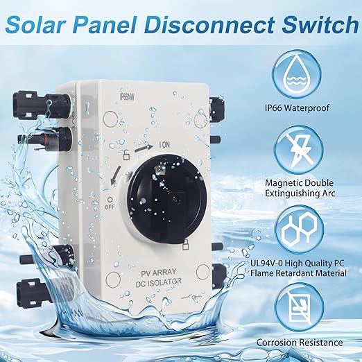 IP66 Waterproof Solar PV DC Quick Disconnect Switch 1000V 64A Solar Panel Disconnect Switch with Connector for Off/On-Grid Systems RV &amp Boats