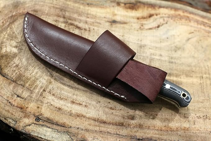 GCS Handmade D2 Steel Hunting And skinning Knife Black And White Handle Full Tang Blade and Leather Sheath for Hunting Hunting Camping Survival EDC-GCS 943