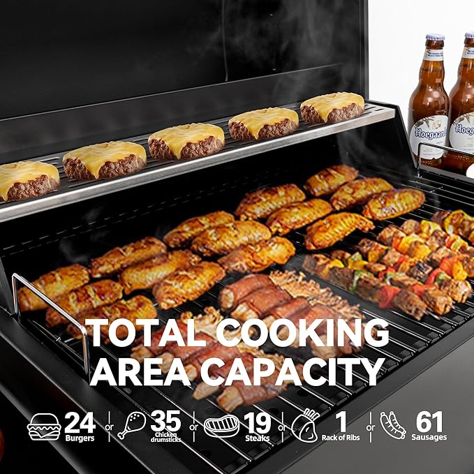 24-Inch Charcoal Grill with Foldable Side Tables Movable BBQ Grill with 470 Sq. In. Cooking Area for Backyard Patio and Parties Black CD1824EH-SC