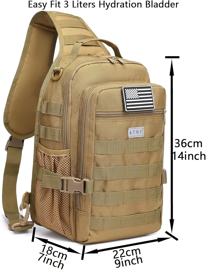 ATBP Tactical Crossbody Sling Backpack Militray Shoulder Holster Bag For Men Concealed Carry Chest Pack Hiking Daypack 20L