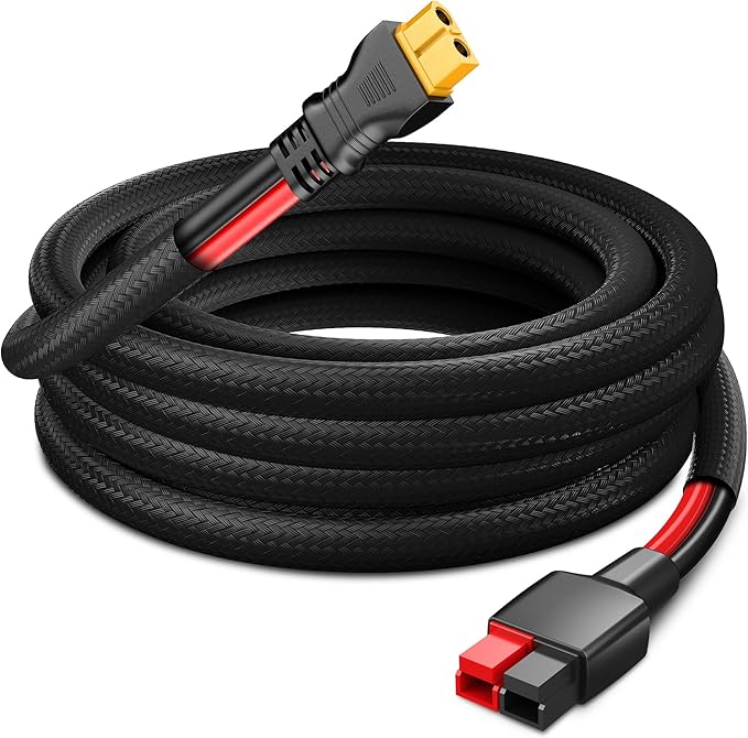 XT60 to Anderson Connector Cable(10AWG 20ft) Anderson to XT60 Female Adapter Injection Molded XT60 to Anderson with Flame Retardant Sleeve for RC BatterySolar PanelPortable Power Station