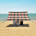 ALAZA Red Green and White Tartan Plaid Beach Tent Sun Shelter UPF50+ Protection Beach Shade Canopy w/ 4 Sandbags for Outdoor Camping Fishing Backyard Fun Picnic 10x9 ft