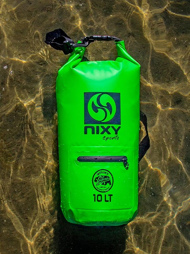 NIXY Waterproof Dry Bag 10L Roll Top - Lightweight and Durable for Paddleboarding Kayaking Hiking Camping Boating Beach Swimming Sailing and More - Green 10L