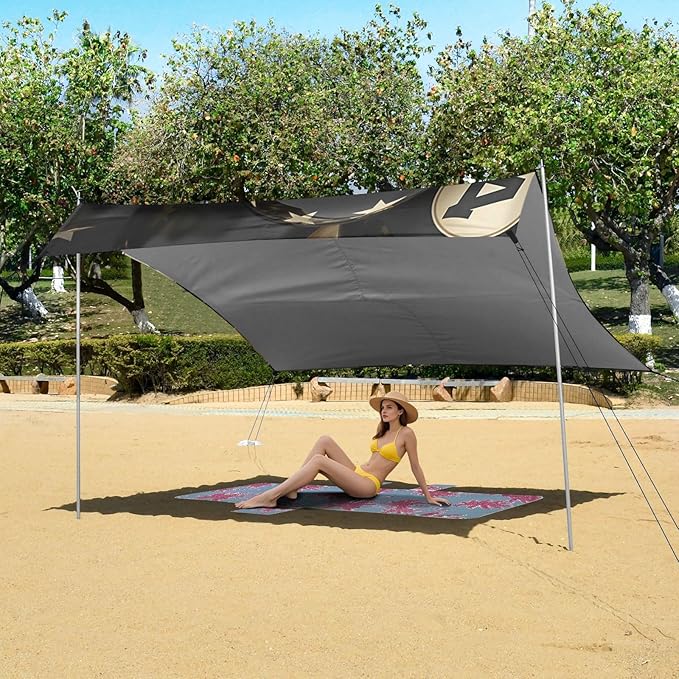 ALAZA Billiard and Gloden Star Seamless Beach Tent Sun Shelter Portable Canopy Sunshade for Outdoor Camping Picnics Backyard Fun 10x9 ft