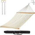 Castaway Living 13 ft. Double Traditional Hand Woven Navy Polyester Rope Hammock – 2-Person 450 lb Capacity Free Extension Chains &amp Tree Hooks Designed in The USA