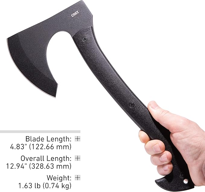 CRKT Skeggox Axe: SK-5 Plain Edge Blade Glass-Reinforced Nylon Handle Durable Thermoplastic Sheath 2917
