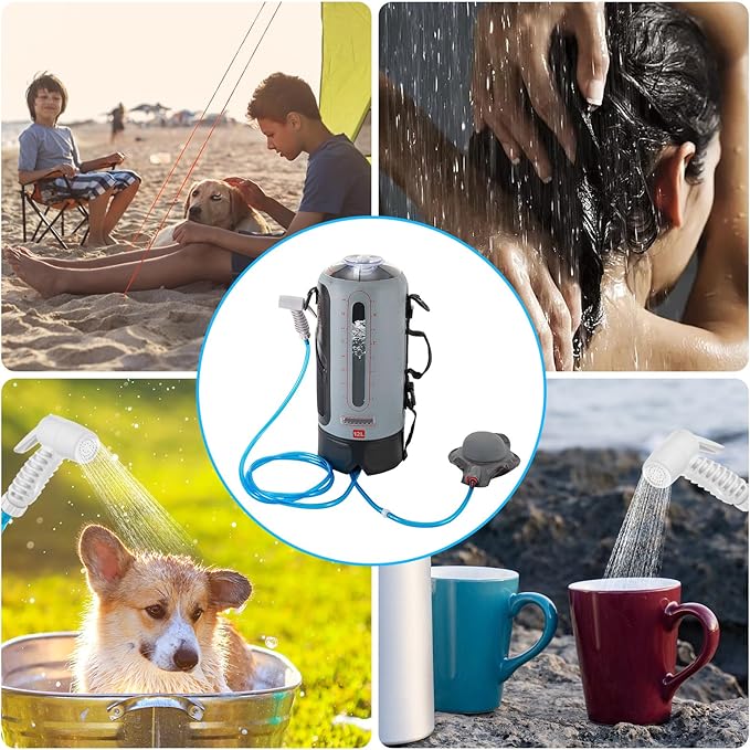 Portable Camping Shower 12L / 3gallon Solar Heating Camping Shower Portable Shower for Camping Portable Outdoor Shower Head for Camping Hiking Traveling with Camp Shower Sprayer
