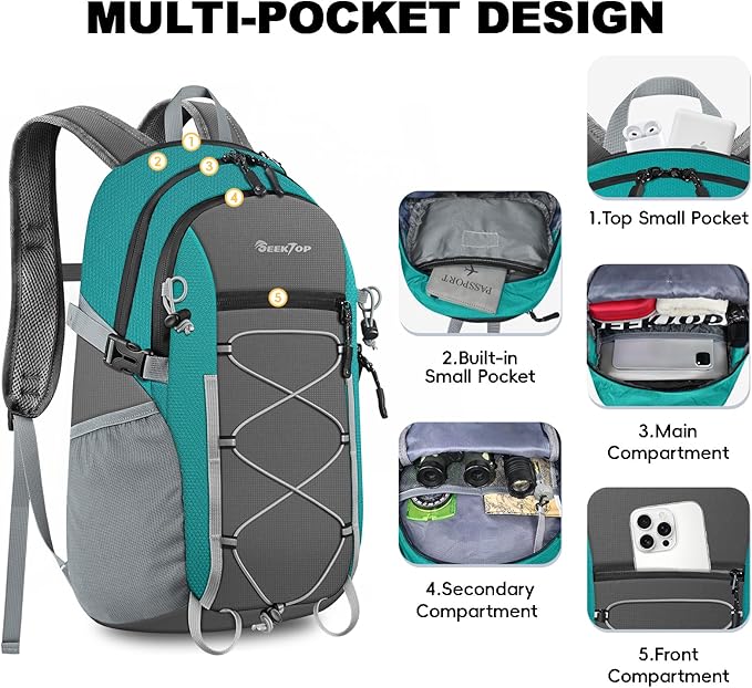 Seektop 20L Foldable Waterproof Hiking Backpack Ultralight Small Lightweight Daypack Packable Backpack for Men Woman
