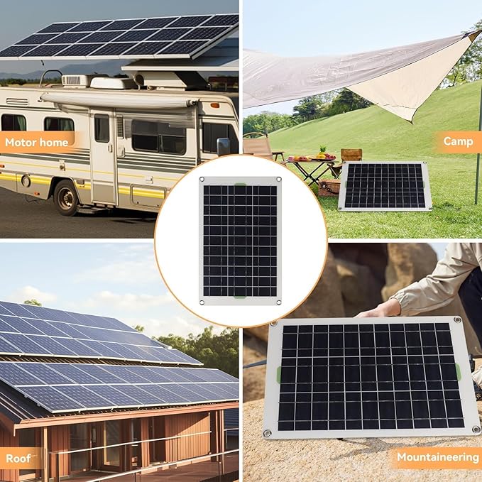 HERCHR 50W 30A Solar Battery Charger 12V 24V Solar Panel Charger Controller Solar Panel for Car Boat Marine RV Trailer Truck
