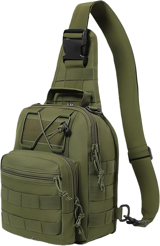 Tactical Sling Backpack Military Outdoor Sport Bag - EDC Molle Sling Shoulder Bag for Daily Carry &amp Outdoor Use (Green)