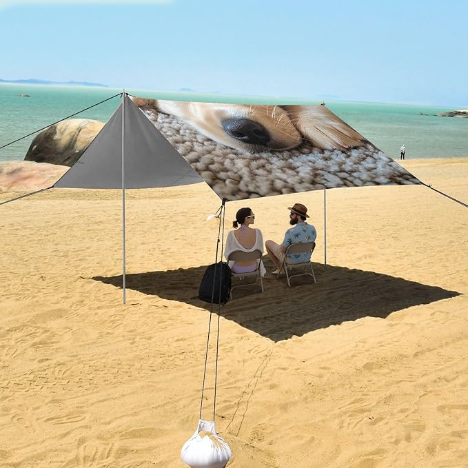 ALAZA Cute Golden Retriever Sleeping Beach Tent Sun Shelter Portable Canopy Sunshade for Outdoor Camping Picnics Backyard Fun 10x9 ft
