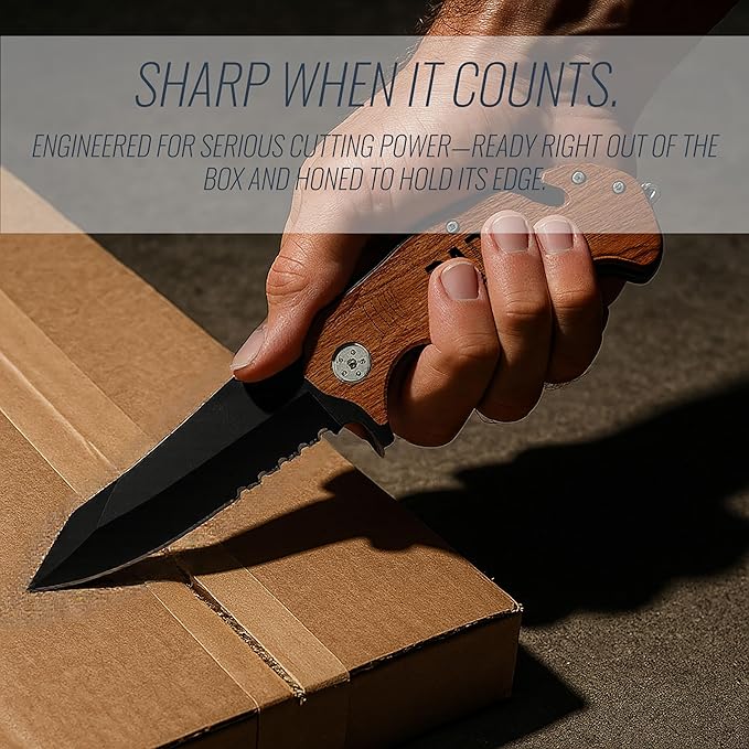 Craft &amp Clan Engraved Folding Pocket Knife for Men with Clip | Dad Design Tactical Switchblade for Camping Hunting Everyday Carry | Custom Birthday Gift for Daddy Husband
