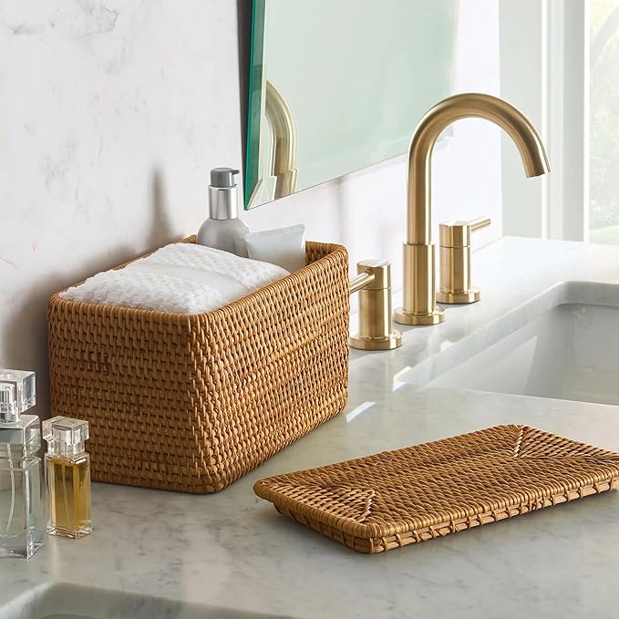 Brown Rattan Organizer Basket with Lid – Multi-Functional Storage Basket