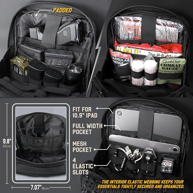 WYNEX Tactical Molle Admin Pouch Utility EDC Pouch Organizer Modular Tool Pouch of Double Layer Design Medical EMT Attachment Bag Large Capacity with Elastic Webbing Insert Panel