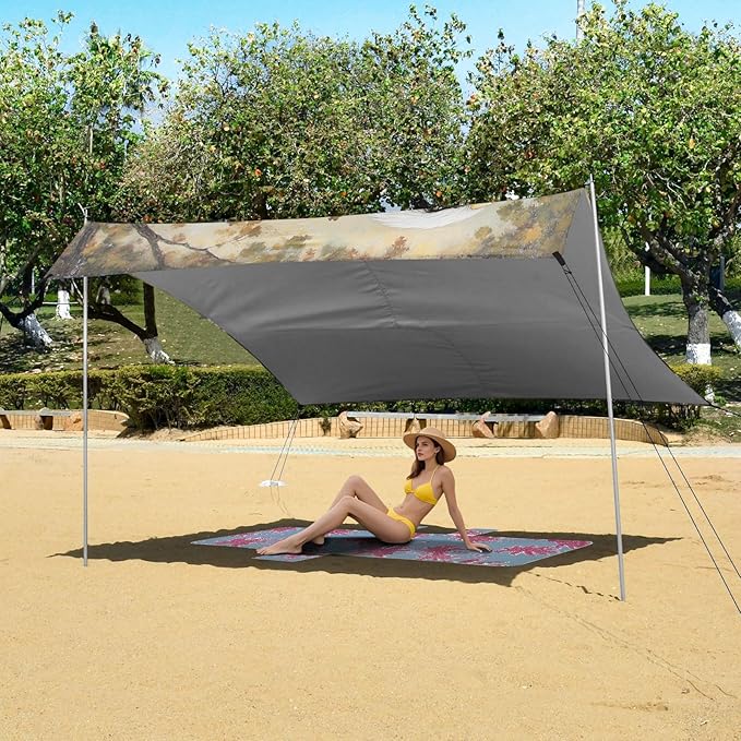 ALAZA Bald Headed Eagles on The Tree Beach Tent Sun Shelter Portable Canopy Sunshade for Outdoor Camping Picnics Backyard Fun 10x9 ft