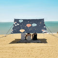 ALAZA Cute Raccoons Balloon Star Beach Tent Sun Shelter Portable Canopy Sunshade for Outdoor Camping Picnics Backyard Fun 10x9 ft