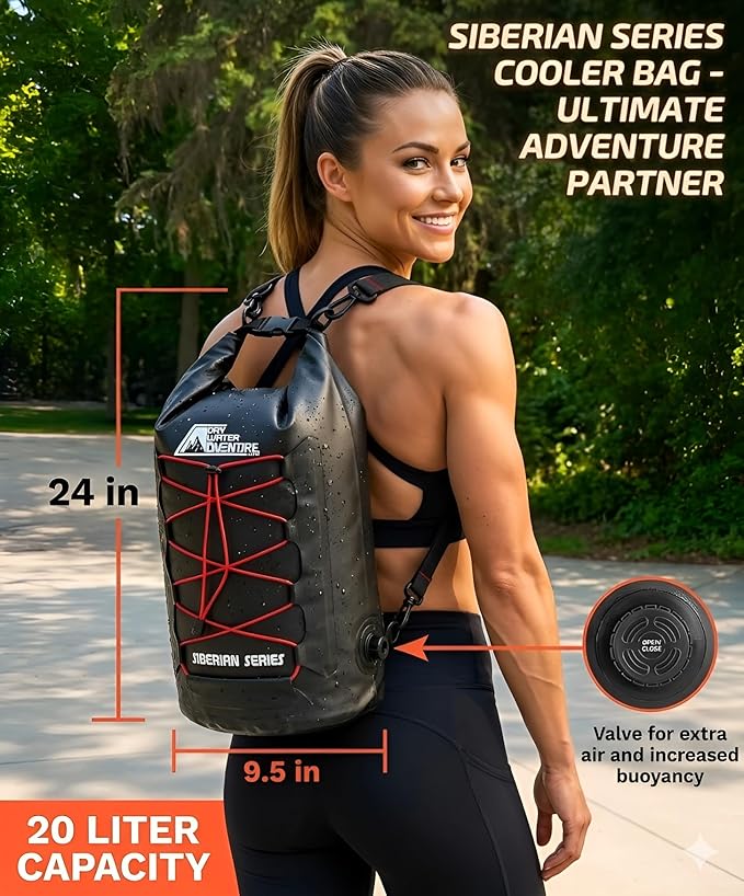 Marine Grade Waterproof Backpack Insulated Cooler Bag - Camping Diving Kayaking Boating Beach Travel Picnic Food and Beverage Siberian Series (20 Liter/5.3 Gallon)