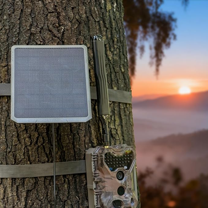 Meidase SP350 Solar Panel 5200mAh for Trail Camera Built-in Rechargeable Lithium Battery 12V/1A 9/1.3A 6V/2A 5.5x2.1 DC Plug 13-feet Cable Solar Panel
