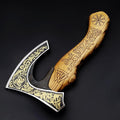SHINY CRAFTS-Viking axe bearded axe tomahawk birthday gifts-Viking Axe with Carbon Steel Head and Ash Wood Handle is black polished Viking Gifts for Men with Premium Quality Leather Sheath (SCA-0025)