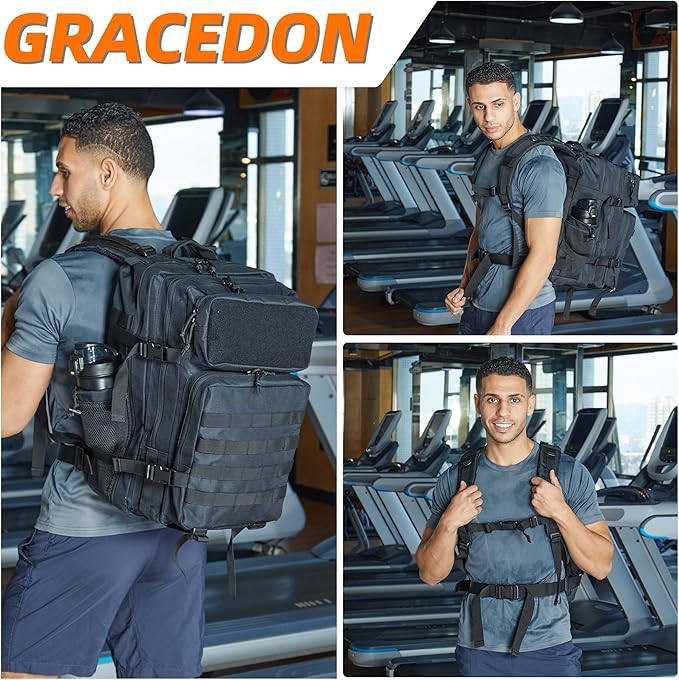 gracedon Tactical Backpack - Military Molle Bag 3 Days Pack for men and Women Large Assault Rucksack 45L (Green)