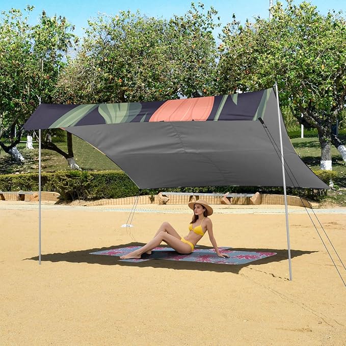 ALAZA Colorful Tulip Flower Beach Tent Sun Shelter Portable Canopy Sunshade for Outdoor Camping Picnics Backyard Fun 10x9 ft