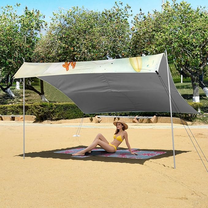 ALAZA A Graceful Collection of Lily Watercolor Beach Tent Sun Shelter Portable Canopy Sunshade for Outdoor Camping Picnics Backyard Fun 10x9 ft