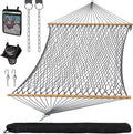 SUNCREAT Double Outdoor Hammock Polyester Rope Hammock with Strong Spreader bar Gray