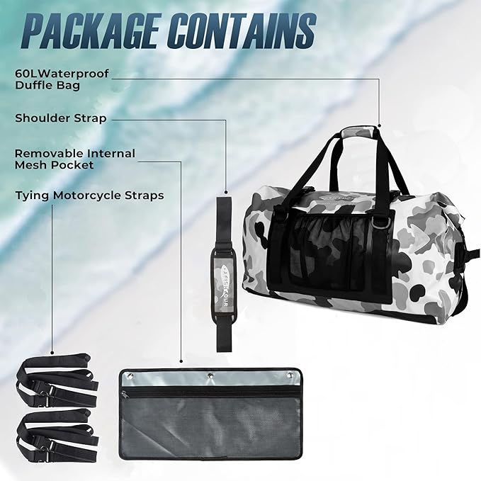 65L Waterproof Duffel Bag and 35L Heavy Duty Waterproof Backpack - Roll-Top Floating Dry Bag Backpack for Kayaking Rafting Boating