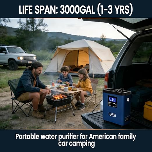 Purewell® K8680 RO Water Purifier System10-Stage RV Portable Water Filtration Survival with UVDesalination Rate Reaches 95%Survival Gear Purification for DrinkingTeam CampingTravel(Blue)