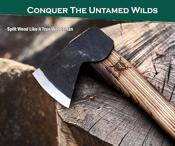 VikingSmithy Axes and Hatchets with Sheath - Wood Splitting Axe and Chopping Hatchet for Camping Survival and Gardening - Premium Bushcraft Axe