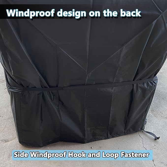 IBC Tote Cover 275 Gallon 1000L Water Tank Cover Side Windproof Hook and Loop Fastener 420D Tear-resistant Oxford Cloth with Reflective Zipper Design (Black)