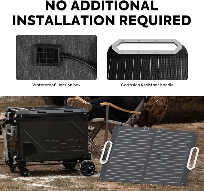 ICECO SP80 Portable Solar Panels 80W High-Efficiency Monocrystalline Solar Panel Foldable Solar Charger with Adjustable Kickstand Waterproof IP67 for Outdoor Camping RV and Emergency Backup