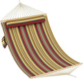 Hammocks 12 FT Double Quilted Fabric Hammock with Spreader Bar and Detachable Pillow 2 Person Hammock for Outdoor Patio Backyard Poolside 450lbs Weight Capacity