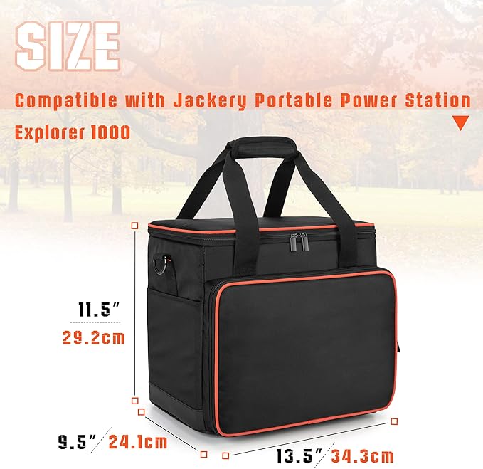 Trunab Travel Carrying Case Compatible with Jackery Explorer 1000/1000 v2 Portable Power Station Storage Bag with Waterproof Bottom and Front Pockets for Charging Cable and Accessories