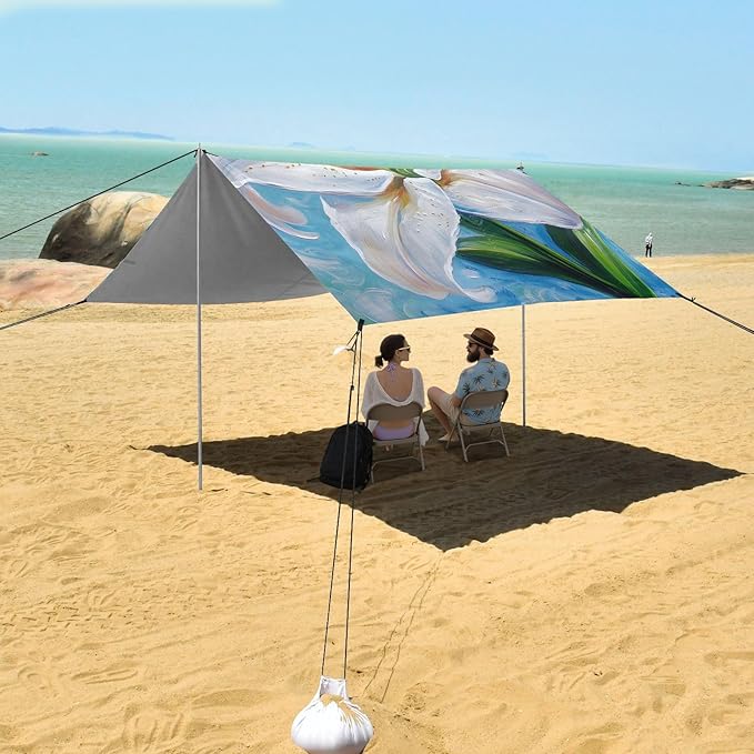 ALAZA Lily Blossom Garden Flower Beach Tent Sun Shelter Portable Canopy Sunshade for Outdoor Camping Picnics Backyard Fun 10x9 ft