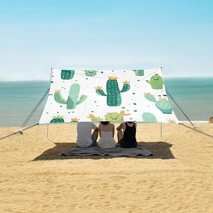 ALAZA Cactus Dot Beach Tent Sun Shelter Portable Canopy Sunshade for Outdoor Camping Picnics Backyard Fun 10x9 ft