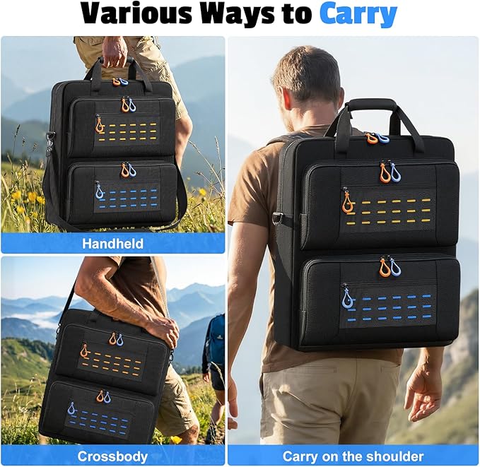 Solar Panel Storage Bag Padded Carrying Case Fits for 2 Panels Water-Resistant Protective Travel Organizer Compatible with Jackery SolarSaga 100W 100X 200W Anker SOLIX ZOUPW
