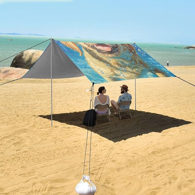 ALAZA Underwater Funny Puppy Dog Beach Tent Sun Shelter Portable Canopy Sunshade for Outdoor Camping Picnics Backyard Fun 10x9 ft